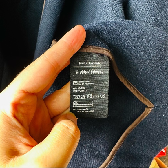 NWT & Other Stories Wool Blend Workwear Cape Coat in Navy Blue - Size XS/S - Picture 12 of 12